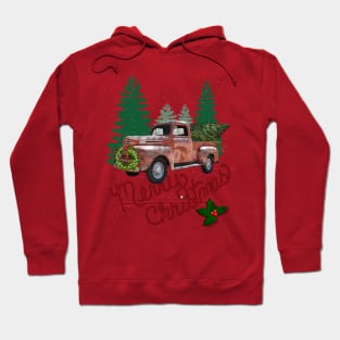 Christmas Red Truck & Xmas Tree Vintage Farmhouse Merry Christmas Gifts Hoodie